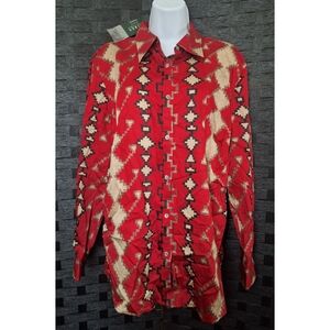 Lauren Ralph Lauren | Aztec Print Long Sleeve Button Up Oxford Collared Shirt